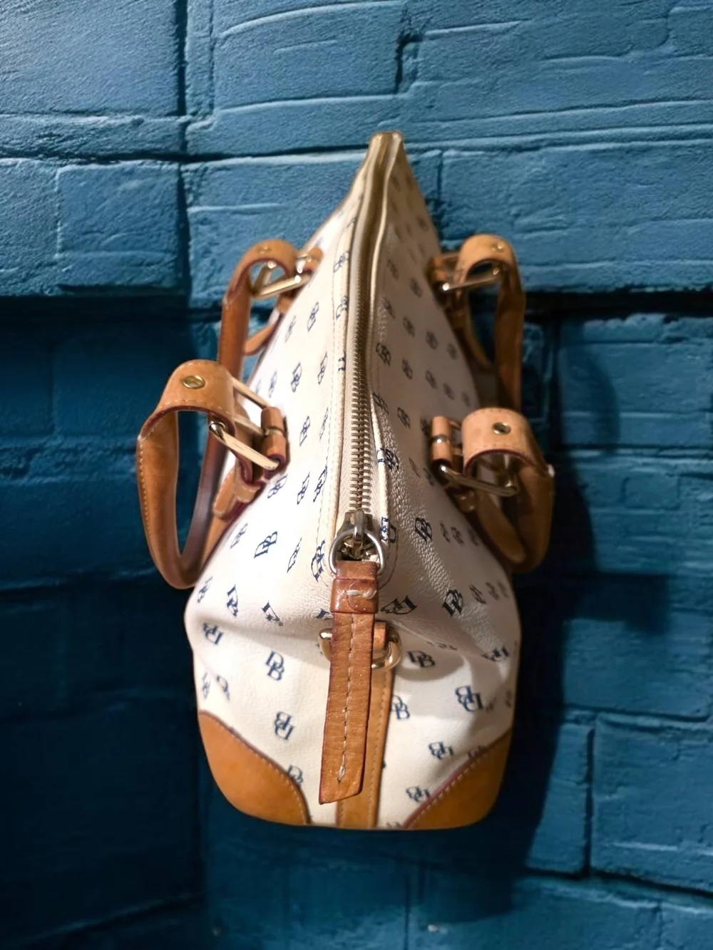 Dooney & Bourke Signature DB Monogram Satchel Tote & Matching Glass Case